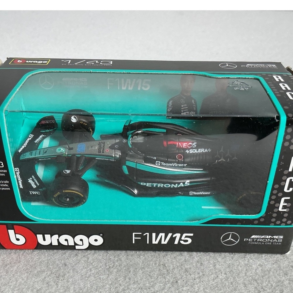 Bburago Mercedes AMG Petronas F1 W15 1:43 Diecast Lewis Hamilton Russell NEW